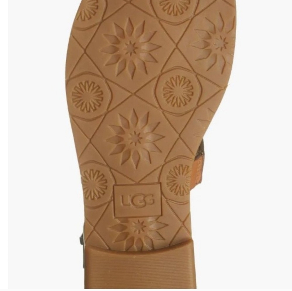 EUC UGG ZAHARA LEATHER DURABLE OUTER SOLE WOMEN'S SANDALS CHESTNUT METALLIC SZ 9 - Picture 11 of 14